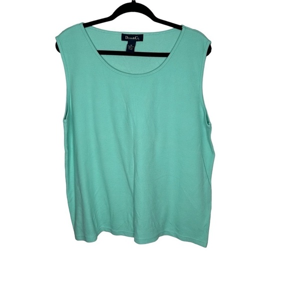 New Denim & Co. Women’s 2 Piece Thermal Tank & Cardigan 1X green blue BNWT - Picture 3 of 5